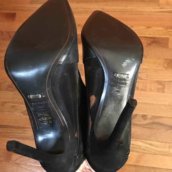 Schutz Pia Black Leather Mesh Booties - Picture 7 of 7